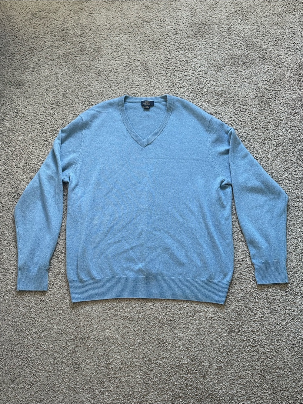 Brooks Brothers Sky Blue V-Neck Cashmere Sweater
